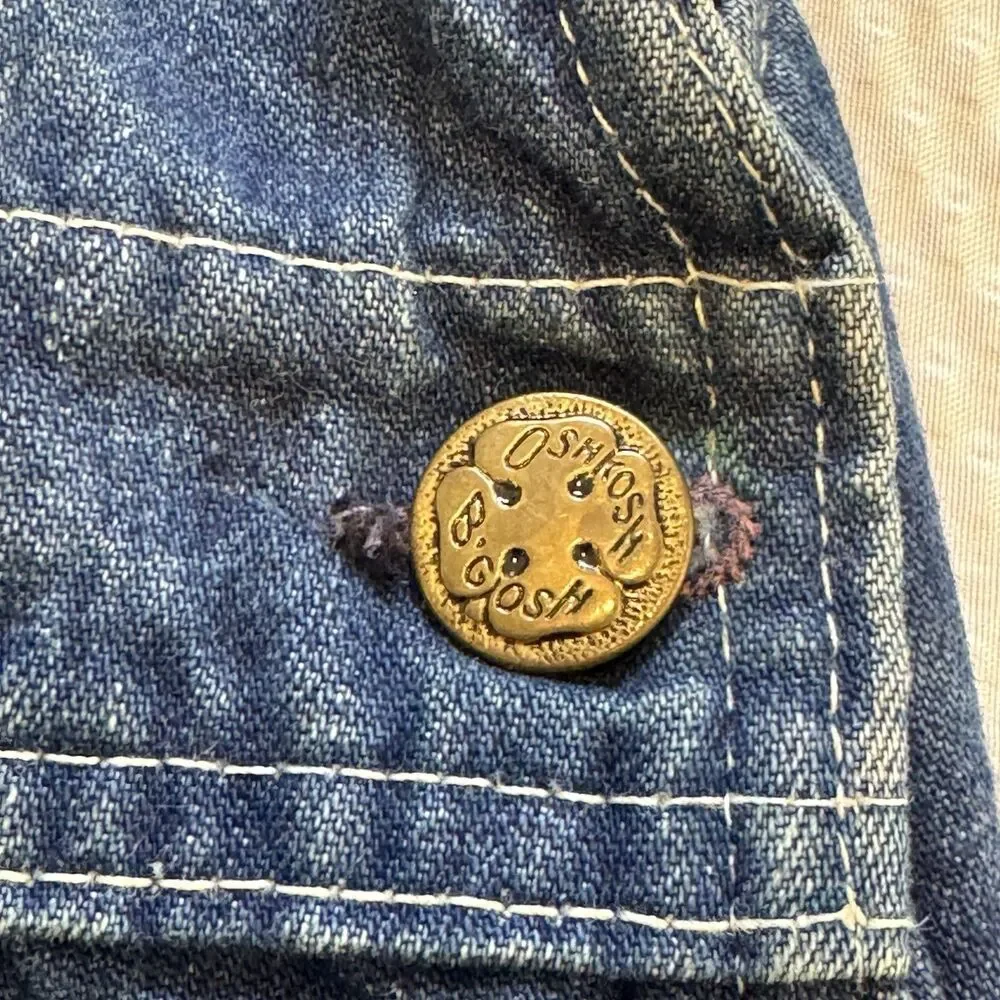 Vintage 80s 90s OshKosh B’gosh Overalls Kids Size 4 USA Union Made USA Denim